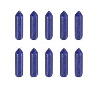 sourcing map 10Pcs Crystals Wands, Imitation Lapis Lazuli Natural Hexagonal Crystal for Chakra Meditation Wire Wrapping Home Decor Bulk Rough Stone Collection, 33 x 8mm (Dark Blue)