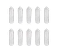 sourcing map 10Pcs Crystals Wands, Labradorite Natural Hexagonal Crystal for Chakra Meditation Wire Wrapping Home Decor Bulk Rough Stone Collection, 33 x 8mm