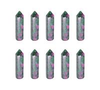 sourcing map 10Pcs Crystals Wands, Red Green Crystal Natural Hexagonal Crystal for Chakra Meditation Wire Wrapping Home Decor Bulk Rough Stone Collection, 33 x 8mm