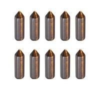 sourcing map 10Pcs Crystals Wands, Tiger's Eye Natural Hexagonal Crystal for Chakra Meditation Wire Wrapping Home Decor Bulk Rough Stone Collection, 31 x 9mm