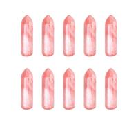 sourcing map 10Pcs Crystals Wands, Watermelon Tourmaline Natural Hexagonal Crystal for Chakra Meditation Wire Wrapping Home Decor Bulk Rough Stone Collection, 33 x 8mm