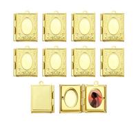 sourcing map 10Pcs Custom Photo Locket Charm, Copper Retro Book Picture Locket Pendants for Women Men DIY Memorial KeyChains Necklace Bracelet Jewelry Making, Dark Copper Tone