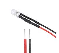 sourcing map 10Pcs DC 12V 5mm Pre Wired LED, Flashing Red Light Round Top Clear Lens, Light Emitting Diodes with Edge