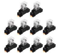 sourcing map 10Pcs DC 12V Electromagnetic Power Relay, 8-Pin 5A Power Coil Relay with LED Indicator and Socket Base DPDT 2NO 2NC - MY2NJ for Industrial, Home Appliances and DIN Rail System