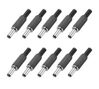sourcing map 10pcs DC Male Power Adapter Connector, 5.5mm x 2.1mm DC Power Jack Plug Adapter 2.05" for Home Appliances Industrial Use CCTV Cameras Power Supplies