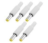 sourcing map 10pcs DC Power Male Adapter, 5.5mm x 2.1mm 1.97" DC Power Jack Plug Adapter Connector for DC Cable Adapter Replacement Repairing, White