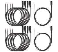 sourcing map 10pcs DC Power Pigtails Cable, 5.5 x 2.1mm Female Barrel Plug Connector to Bare Wire Open End for CCTV Camera, DVR, LED Strip, 100cm Black