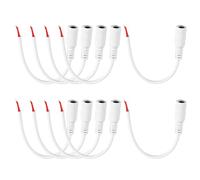 sourcing map 10pcs DC Power Pigtails Cable, 5.5 x 2.1mm Female Barrel Plug Connector to Bare Wire Open End for CCTV Camera, DVR, LED Strip, 15cm White