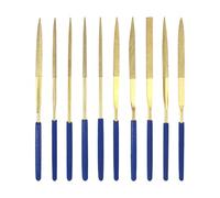 sourcing map 10Pcs Diamond File Knife Set 3 x 140mm 120 Grit Diamond Needle Files for Metal Glass Wood Stone Grinding Polishing Engraving, Gold
