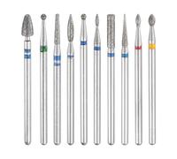 sourcing map 10pcs Diamond Grinding Bit Set 1.3-4mm Ball Oval Tapered Cylinder Bullet-Head 2.35mm Shank Stone Sanding Drill Bits Rotary Tool for Ceramic Glass Nails Grinding Polishing