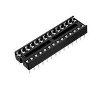 sourcing map 10pcs DIP IC Chip Socket Adaptor Solder Type 2.54mm Pitch Dual Row 28 Round Pin 7.62mm Row Pitch