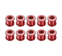 sourcing map 10pcs Double Chain Ring Bolts M8 Aluminum Alloy Bicycle Crankset Nut Chainwheel Screws for Road Bike Mountain Bike, Red