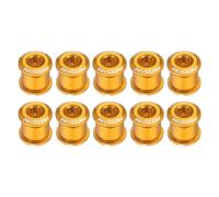 sourcing map 10pcs Double Chain Ring Bolts M8 Aluminum Alloy Bicycle Crankset Nuts Chainwheel Screw for Road Bike Mountain Bike, Yellow