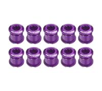 sourcing map 10pcs Double Chain Ring Bolts M8 Aluminum Alloy Bicycle Crankset Nuts Chainwheel Screw for Road Bike Mountain Bike, Purple