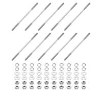 sourcing map 10pcs Double Ended Stud Screws, M3x65mm 304 Stainless Steel Dual Threaded Rod Bolts with Nuts and Flat & Lock Washers Double End Threaded Stud Screw Bolt for House Maintenance