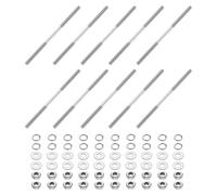 sourcing map 10pcs Double Ended Stud Screws, M3x70mm 304 Stainless Steel Dual Threaded Rod Bolts with Nuts and Flat & Lock Washers Double End Threaded Stud Screw Bolt for House Maintenance