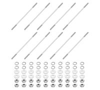 sourcing map 10pcs Double Ended Stud Screws, M3x90mm 304 Stainless Steel Dual Threaded Rod Bolts with Nuts and Flat & Lock Washers Double End Threaded Stud Screw Bolt for House Maintenance