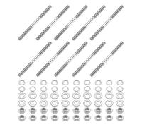 sourcing map 10pcs Double Ended Stud Screws, M5x70mm 304 Stainless Steel Dual Threaded Rod Bolts with Nuts and Flat & Lock Washers Double End Threaded Stud Screw Bolt for House Maintenance