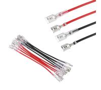 sourcing map 10Pcs Double Head Female Spade Crimp Terminal with Insulating Sleeve 4.8mm, Female Spade Quick Connector Assortment Kit with 10cm Wires, Flame Retardant Cover