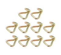 sourcing map 10Pcs Double J Hook, 6mm Dia 2205 lbs Ratchet Strap Tie Down Hook for 1" Tie Down Straps Wedding, Cars Trucks Trailers, Double Row Hooks Binder Accessories, Gold