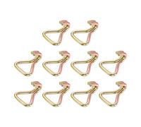 sourcing map 10Pcs Double J Hook, 8mm Dia 4409 lbs Ratchet Strap Tie Down Hook for 2" Tie Down Straps Wedding, Cars Trucks Trailers, Double Row Hooks Binder Accessories, Gold
