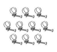 sourcing map 10Pcs Double Wire Hose Clamp, 16-19mm Adjustable Stainless Steel Wire Hose Clips with M6 Bolt for Dust Collection Hose, Pump Hose Pipe