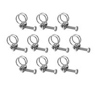 sourcing map 10Pcs Double Wire Hose Clamp, 17-20mm Adjustable Stainless Steel Wire Hose Clips with M6 Bolt for Dust Collection Hose, Pump Hose Pipe