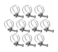 sourcing map 10Pcs Double Wire Hose Clamp, 25-29mm Adjustable Stainless Steel Wire Hose Clips with M6 Bolt for Dust Collection Hose, Pump Hose Pipe
