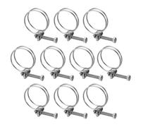sourcing map 10Pcs Double Wire Hose Clamp, 32-36mm Adjustable Stainless Steel Wire Hose Clips with M6 Bolt for Dust Collection Hose, Pump Hose Pipe