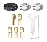 sourcing map 10pcs Drill Chuck Collet Set 0.8/1.2/1.8/2.4/3.2mm Mini Electric Grinder Quick Change Replacement Drilling Tool for Rotary Tools with 485 Brass Collet Metal Nut