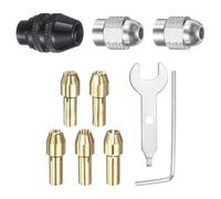 sourcing map 10pcs Drill Chuck Collet Set 0.8/2/2.4/3/3.2mm Mini Electric Grinder Quick Change Replacement Drilling Tool for Rotary Tools with 485 Brass Collet Metal Nut