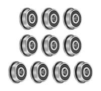 sourcing map 10pcs F623-2RS Flanged Ball Bearing 3x10x4mm Chrome Steel Double Rubber Seals Miniature Bearing, Deep Groove Ball Bearings, P6 (ABEC 3)