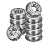 sourcing map 10Pcs F696ZZ Flanged Ball Bearings, 6 x 15 x 5mm Double Shielded Chrome Steel Deep Groove Bearing, ABEC5