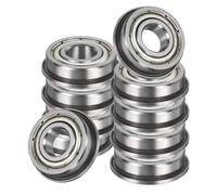 sourcing map 10Pcs F697ZZ Flanged Ball Bearings, 7 x 17 x 5mm Double Shielded Chrome Steel Deep Groove Bearing, ABEC5