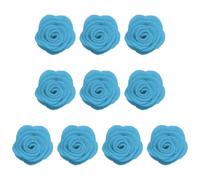 sourcing map 10Pcs Felt Fabric Flowers Embellishments, 1.57" Nonwoven Camellia Sewing Appliques Ornament Artificial Flower Heads for DIY Wedding Party Scrapbook Hair Decorations, Lake Blue