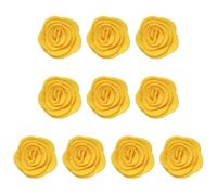 sourcing map 10Pcs Felt Fabric Flowers Embellishments, 1.57" Nonwoven Camellia Sewing Appliques Ornament Artificial Flower Heads for DIY Wedding Party Scrapbook Hair Decorations, Yellow