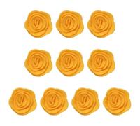 sourcing map 10Pcs Felt Fabric Flowers Embellishments, 1.57" Nonwoven Camellia Sewing Appliques Ornament Artificial Flower Heads for DIY Wedding Party Scrapbook Hair Decorations, Gold