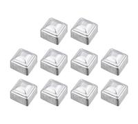 sourcing map 10Pcs Fence Post Cap Fit 1" x 1" OD Pipe, Galvanized Steel Deck Post Cover Square Decking Caps for Mailbox Outdoor Chain Link Wood/Metal Fence Deck Railing, Silver