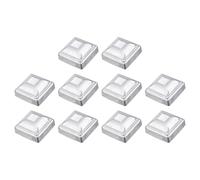 sourcing map 10Pcs Fence Post Cap Fit 2" x 2" OD Pipe, Galvanized Steel Deck Post Cover Square Decking Caps for Mailbox Outdoor Chain Link Wood/Metal Fence Deck Railing, Silver