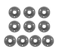 sourcing map 10Pcs Floor Flange, Fit 20mm OD Pipe Cast Iron Wall Mounted Threaded Pipe Flange for Industrial Vintage Style with 3 Threaded Holes for DIY Furniture Shelving (64 x 13mm, Black)