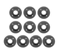 sourcing map 10Pcs Floor Flange, Fit 32mm OD Pipe Cast Iron Wall Mounted Threaded Pipe Flange for Industrial Vintage Style with 4 Threaded Holes for DIY Furniture Shelving (84 x 15mm, Black)