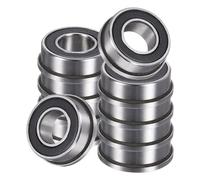 sourcing map 10Pcs FR188-2RS Flanged Ball Bearings, 1/4" x 1/2" x 3/16" Double Sealed Chrome Steel Deep Groove Bearing, ABEC5