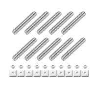 sourcing map 10Pcs Fully Threaded Rod, M3 x 16mm 304 Stainless Steel Fully Threaded Studs with Nuts and Washers for Clamps, Hangers and U-Bolts, Silver
