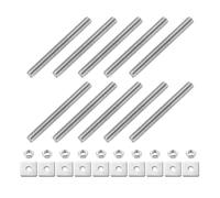 sourcing map 10Pcs Fully Threaded Rod, M4 x 40mm 304 Stainless Steel Fully Threaded Studs with Nuts and Washers for Clamps, Hangers and U-Bolts, Silver