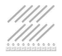 sourcing map 10Pcs Fully Threaded Rod, M4 x 50mm 304 Stainless Steel Fully Threaded Studs with Nuts and Washers for Clamps, Hangers and U-Bolts, Silver