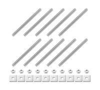 sourcing map 10Pcs Fully Threaded Rod, M4 x 55mm 304 Stainless Steel Fully Threaded Studs with Nuts and Washers for Clamps, Hangers and U-Bolts, Silver