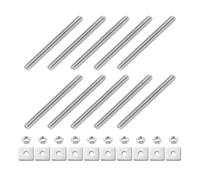 sourcing map 10Pcs Fully Threaded Rod, Threaded Bar, Threaded Rods, M4 x 44mm 304 Stainless Steel Fully Threaded Studs with Nuts and Washers for Clamps, Hangers and U-Bolts, Silver