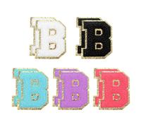 sourcing map 10pcs Glitters Chenille Letter Patches 5.5 cm/2.2 Inch Chenille Iron-On Letter Patches Applique for Clothing Hats Jeans Shoes Bags (Rose Red/Purple/Blue/Black/White, B)