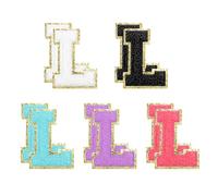 sourcing map 10pcs Glitters Chenille Letter Patches 5.5 cm/2.2 Inch Chenille Iron-On Letter Patches Applique for Clothing Hats Jeans Shoes Bags (Rose Red/Purple/Blue/Black/White, L)