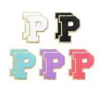 sourcing map 10pcs Glitters Chenille Letter Patches 5.5 cm/2.2 Inch Chenille Iron-On Letter Patches Applique for Clothing Hats Jeans Shoes Bags (Rose Red/Purple/Blue/Black/White, P)